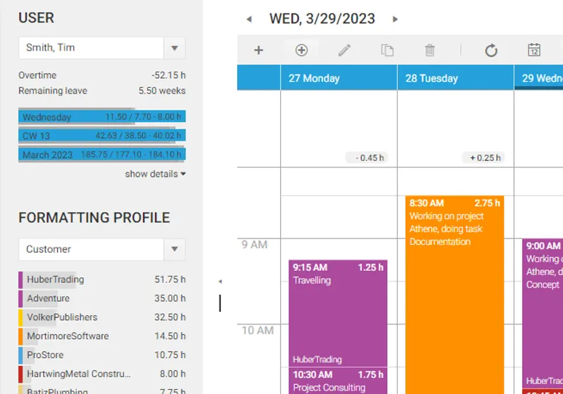Calendar overview
