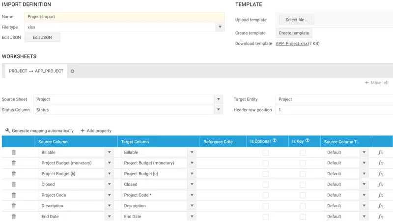 Excel importer