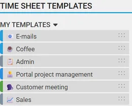 Time sheet templates in the calendar sidebar